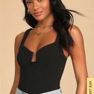 Astr Label black ribbed bustier bodysuit small
